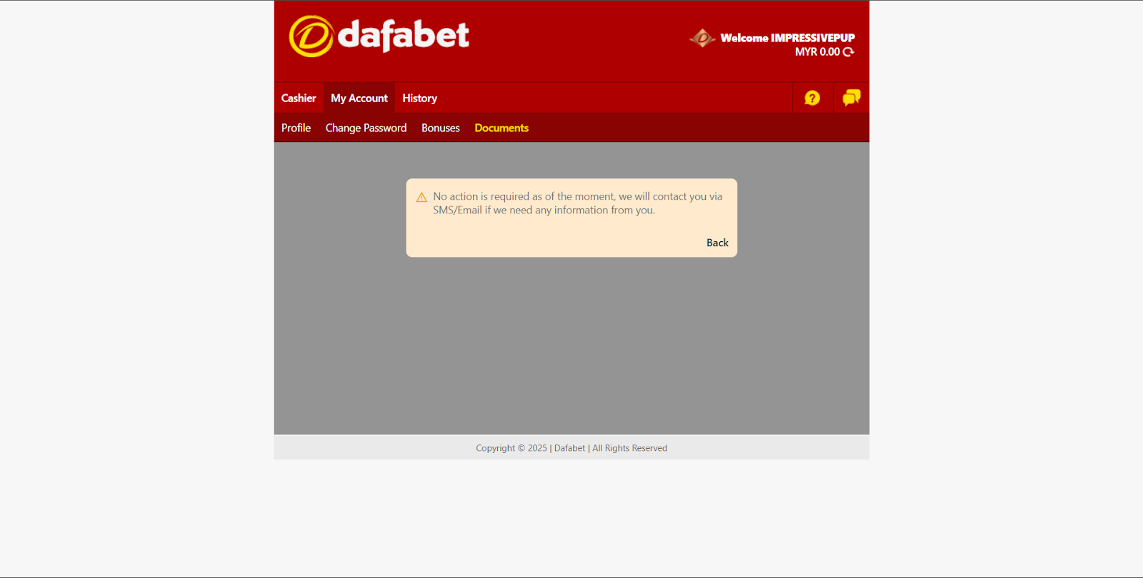 dafabet register, documents