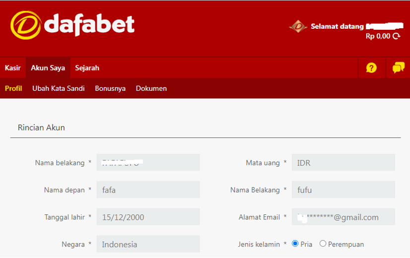 Akun Dafabet Anda