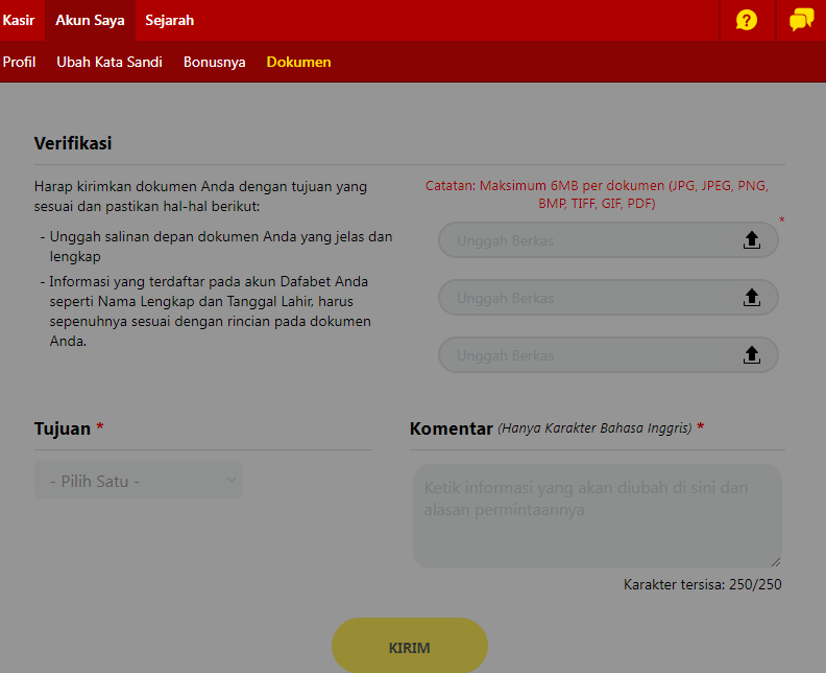 Dokumen Dafabet