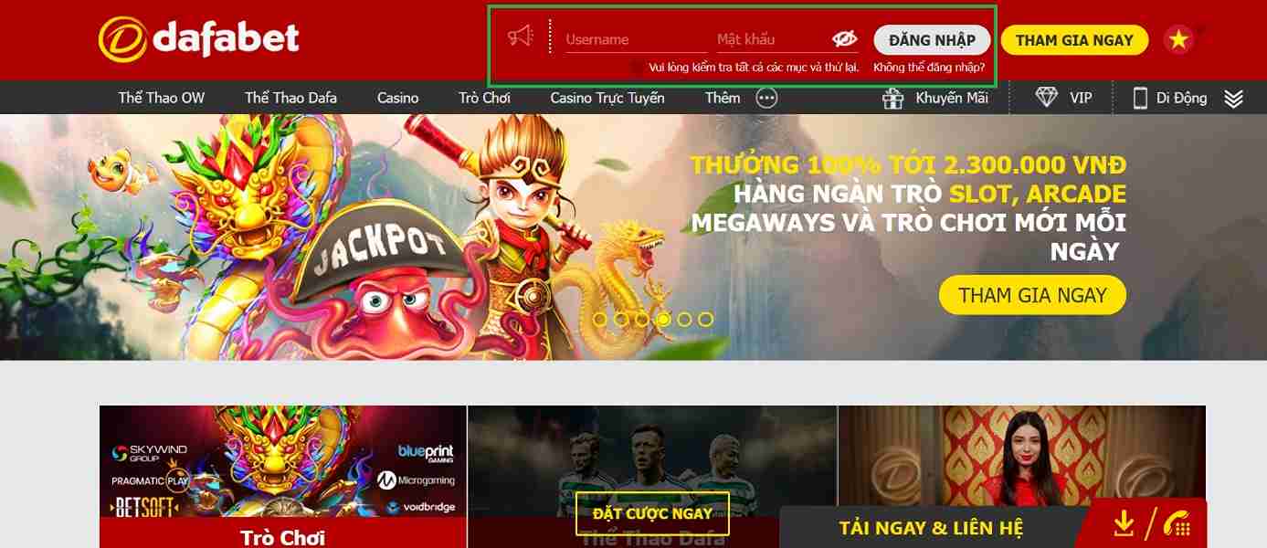 dafabet đăng nhập